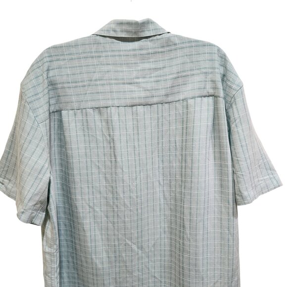 Island Shores Men’s L Blue Plaid Short Sleeve Button Shirt Rayon Blend - Picture 7 of 11